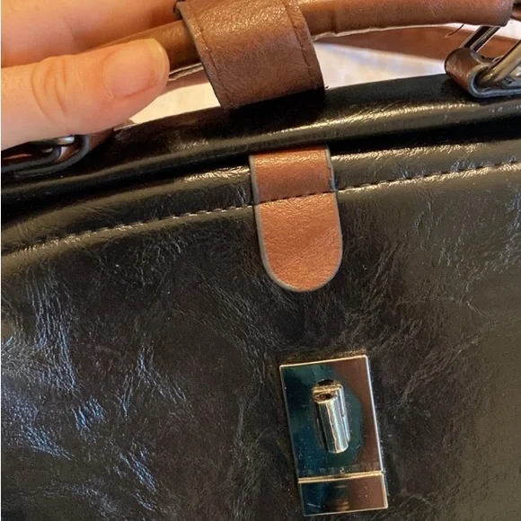 Black and Brown Handbag with Silver Accents - Picture 14 of 14